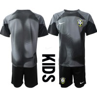 Koszulka piłkarska Brazylia Bramkarska Strój Domowy dla dzieci MŚ 2022 tanio Krótki Rękaw (+ Krótkie spodenki)